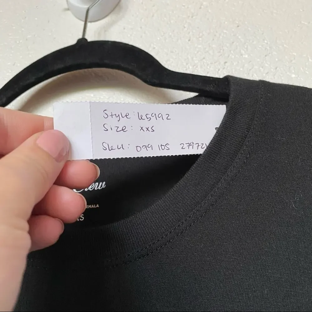 J. Crew Long Sleeve Crewneck Black Pocket Tee Size XXS